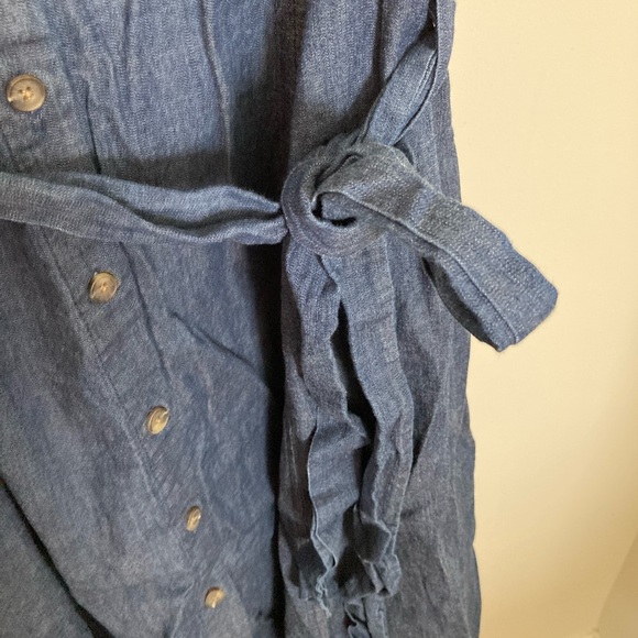 Anne Klein 18W Chambray Sleeveless Button-Down Midi Removable Belt and POCKETS - Picture 4 of 13